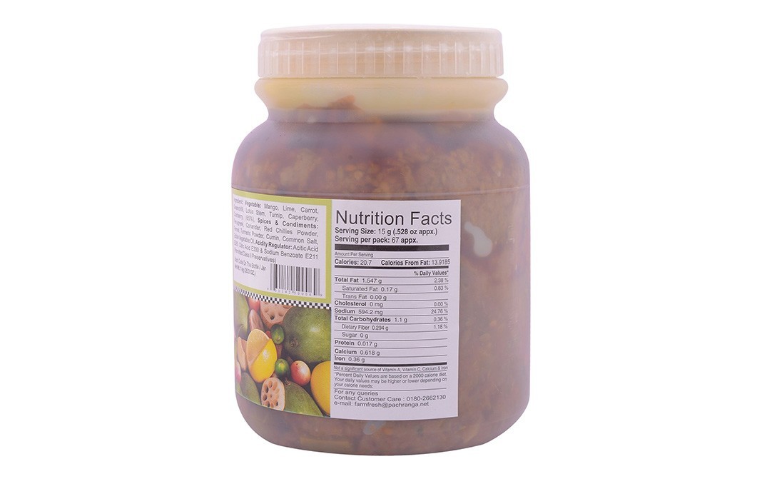 Pachranga's farm Fresh Mixed Pickle    Plastic Jar  1 kilogram